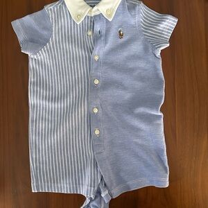 Ralph Lauren Blue and White Striped Bodysuit